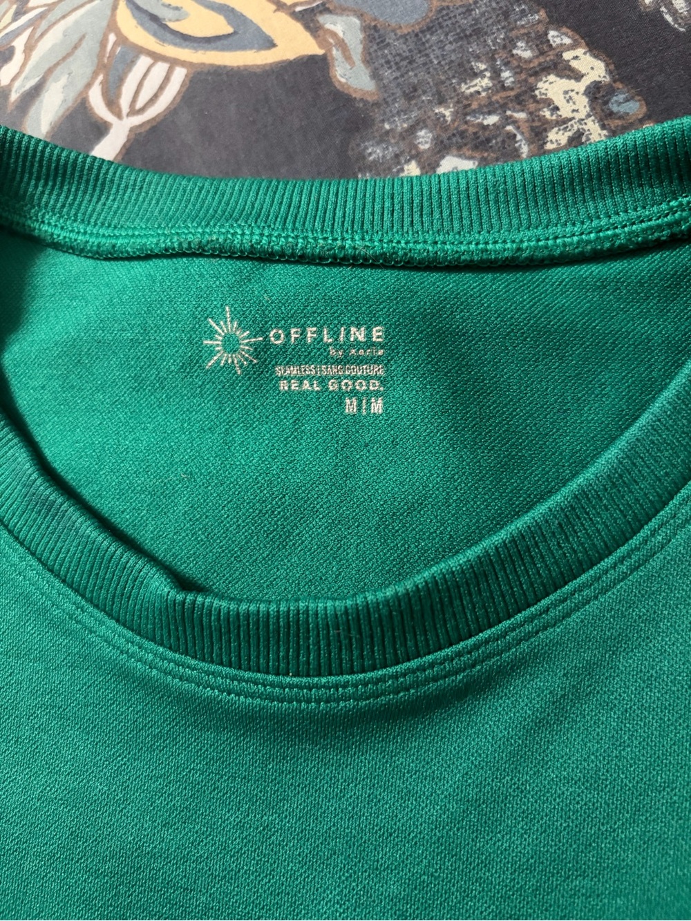 OFFLINE by Aerie Green Crewneck Cropped Top